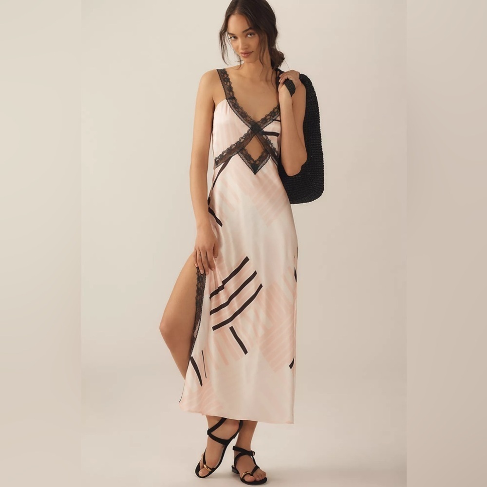 NWT By Anthropologie Lace-Trimmed Reversible Sleep Dress 🏹